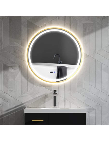 HOMCOM 80cm Anti-Fog LED Bathroom Mirror - Gold Tone - pic 121945 | FastDaddyshop