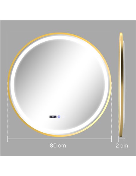 HOMCOM 80cm Anti-Fog LED Bathroom Mirror - Gold Tone - pic 121946 | FastDaddyshop