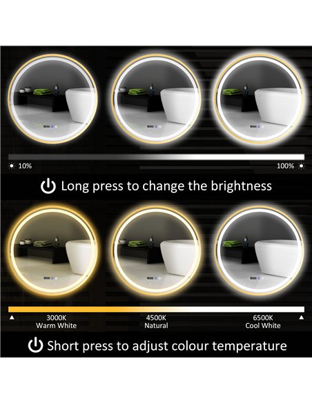 HOMCOM 80cm Anti-Fog LED Bathroom Mirror - Gold Tone - pic 121947 | FastDaddyshop