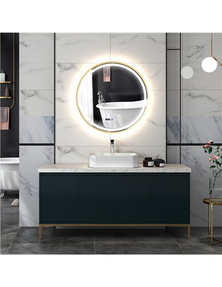 HOMCOM 80cm Anti-Fog LED Bathroom Mirror - Gold Tone - pic 121952 | FastDaddyshop
