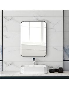 HOMCOM 70 x 50cm Curved Bathroom Mirror - Black 2