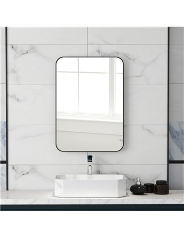 HOMCOM 70 x 50cm Curved Bathroom Mirror - Black