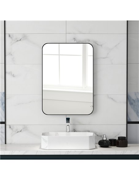 HOMCOM 70 x 50cm Curved Bathroom Mirror - Black - pic 121954 | FastDaddyshop