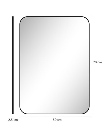 HOMCOM 70 x 50cm Curved Bathroom Mirror - Black - pic 121955 | FastDaddyshop