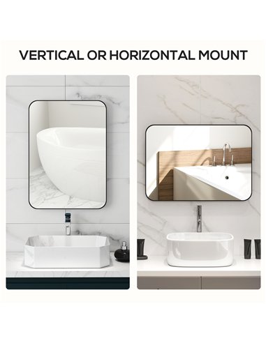 HOMCOM 70 x 50cm Curved Bathroom Mirror - Black