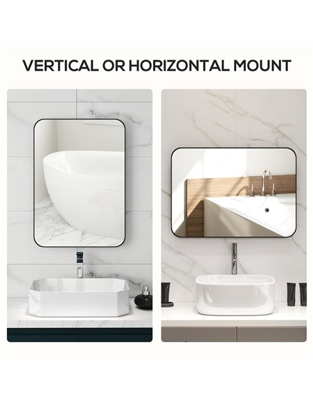 HOMCOM 70 x 50cm Curved Bathroom Mirror - Black - pic 121956 | FastDaddyshop