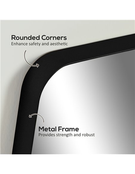 HOMCOM 70 x 50cm Curved Bathroom Mirror - Black - pic 121957 | FastDaddyshop