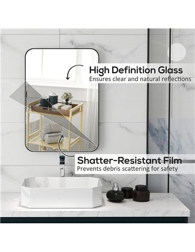 HOMCOM 70 x 50cm Curved Bathroom Mirror - Black