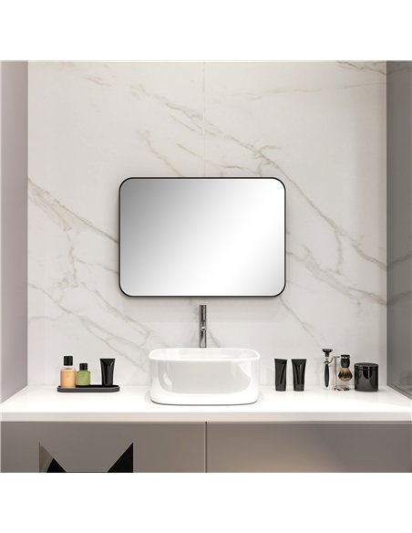 HOMCOM 70 x 50cm Curved Bathroom Mirror - Black - pic 121959 | FastDaddyshop