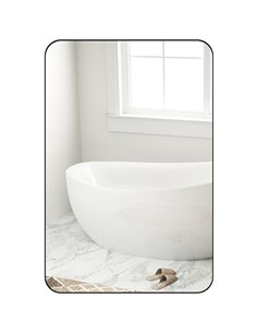 HOMCOM 90 x 60cm Curved Bathroom Mirror - Black