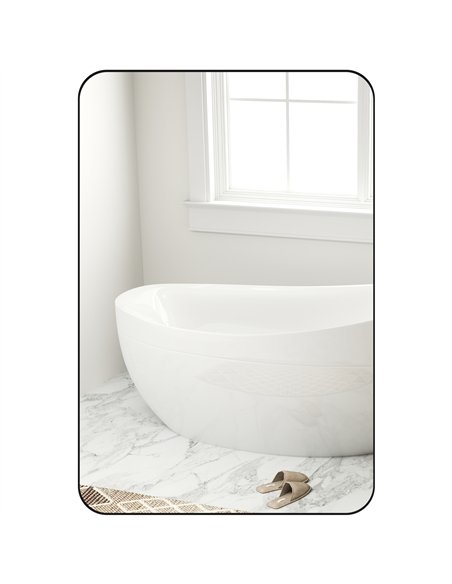 HOMCOM 90 x 60cm Curved Bathroom Mirror - Black - pic 121962 | FastDaddyshop