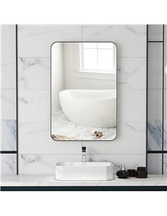 HOMCOM 90 x 60cm Curved Bathroom Mirror - Black 2