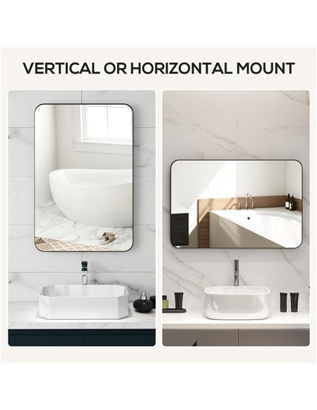 HOMCOM 90 x 60cm Curved Bathroom Mirror - Black - pic 121965 | FastDaddyshop