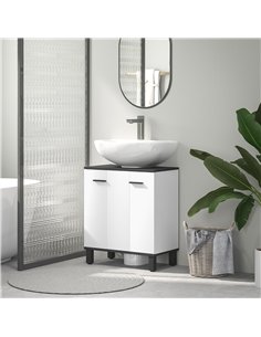 HOMCOM Under Sink Bathroom Cabinet, Modern Under Sink Cabinet with Adjustable Shelf for Basin with or without Pedestal, 60 x 34  2