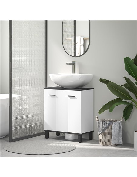 HOMCOM Under Sink Bathroom Cabinet, Modern Under Sink Cabinet with Adjustable Shelf for Basin with or without Pedestal, 60 x 34  - pic 121972 | FastDaddyshop