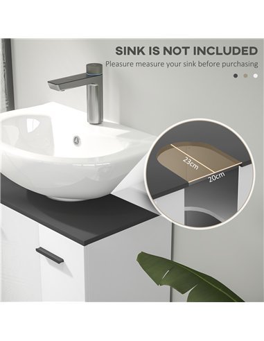 HOMCOM Under Sink Bathroom Cabinet, Modern Under Sink Cabinet with Adjustable Shelf for Basin with or without Pedestal, 60 x 34 