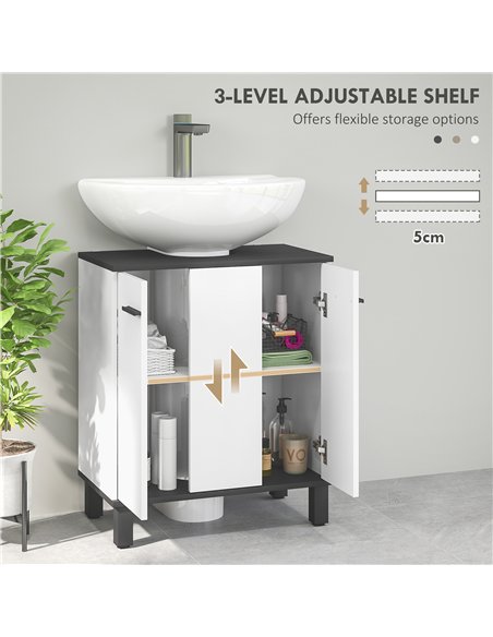 HOMCOM Under Sink Bathroom Cabinet, Modern Under Sink Cabinet with Adjustable Shelf for Basin with or without Pedestal, 60 x 34  - pic 121975 | FastDaddyshop