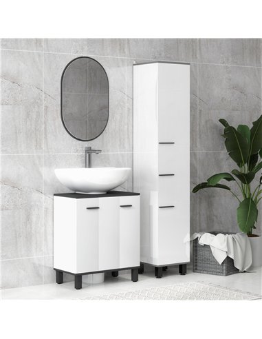 HOMCOM Under Sink Bathroom Cabinet, Modern Under Sink Cabinet with Adjustable Shelf for Basin with or without Pedestal, 60 x 34 