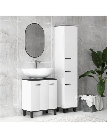 HOMCOM Under Sink Bathroom Cabinet, Modern Under Sink Cabinet with Adjustable Shelf for Basin with or without Pedestal, 60 x 34  - pic 121979 | FastDaddyshop