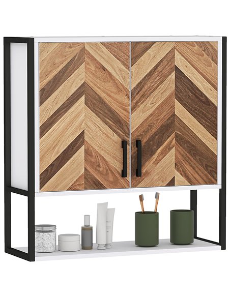 HOMCOM Bathroom Cabinet Wall Mounted, Bathroom Wall Cabinet Medicine Cabinet with 2 Doors, Adjustable Shelf, Walnut - pic 121980 | FastDaddyshop