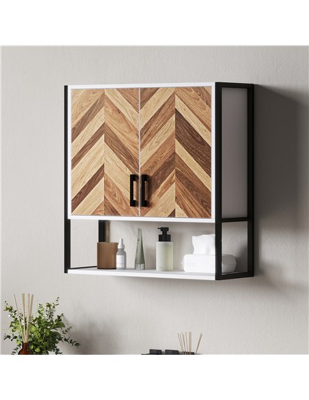 HOMCOM Bathroom Cabinet Wall Mounted, Bathroom Wall Cabinet Medicine Cabinet with 2 Doors, Adjustable Shelf, Walnut - pic 121981 | FastDaddyshop