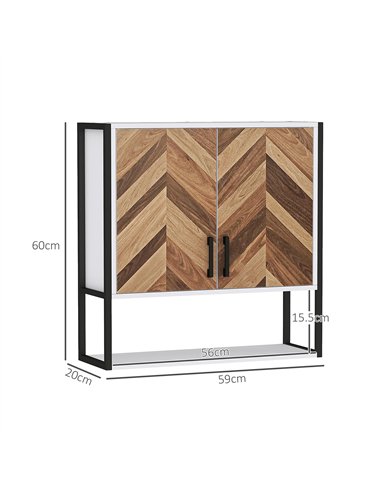 HOMCOM Bathroom Cabinet Wall Mounted, Bathroom Wall Cabinet Medicine Cabinet with 2 Doors, Adjustable Shelf, Walnut