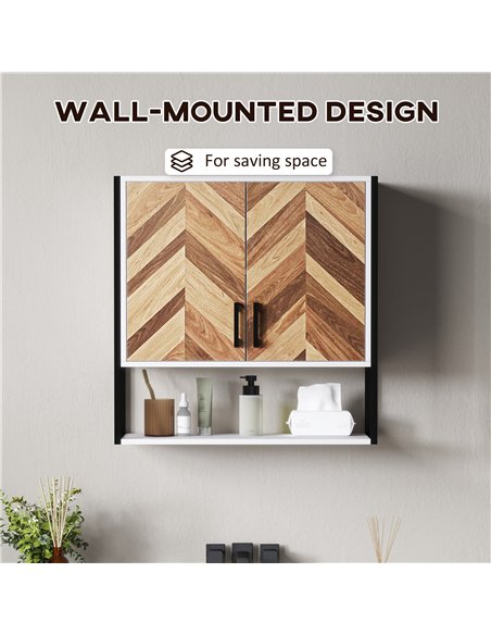 HOMCOM Bathroom Cabinet Wall Mounted, Bathroom Wall Cabinet Medicine Cabinet with 2 Doors, Adjustable Shelf, Walnut - pic 121983 | FastDaddyshop