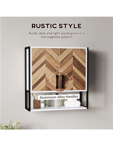 HOMCOM Bathroom Cabinet Wall Mounted, Bathroom Wall Cabinet Medicine Cabinet with 2 Doors, Adjustable Shelf, Walnut - pic 121986 | FastDaddyshop
