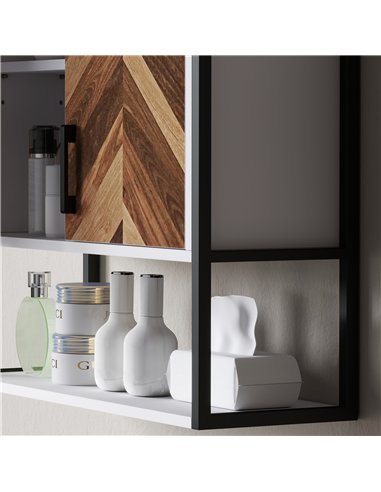 HOMCOM Bathroom Cabinet Wall Mounted, Bathroom Wall Cabinet Medicine Cabinet with 2 Doors, Adjustable Shelf, Walnut