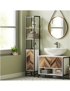 HOMCOM Tall Bathroom Cabinet with 3 Shelves, Slim Storage Cabinet with Adjustable Shelf, Narrow Tallboy Cupboard, Bathroom Stora 2