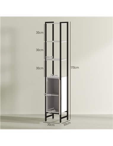 HOMCOM Tall Bathroom Cabinet with 3 Shelves, Slim Storage Cabinet with Adjustable Shelf, Narrow Tallboy Cupboard, Bathroom Stora