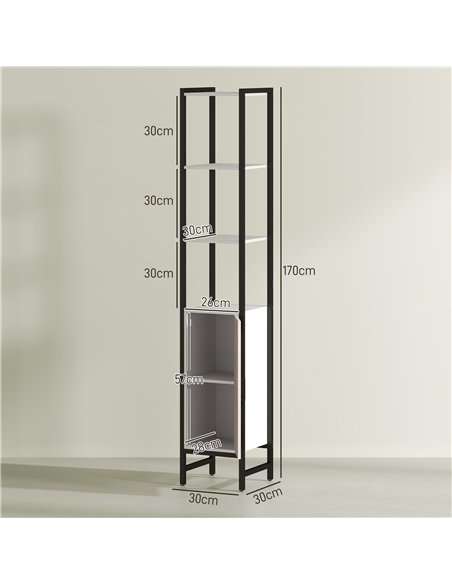 HOMCOM Tall Bathroom Cabinet with 3 Shelves, Slim Storage Cabinet with Adjustable Shelf, Narrow Tallboy Cupboard, Bathroom Stora - pic 121991 | FastDaddyshop