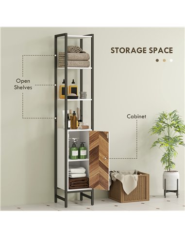 HOMCOM Tall Bathroom Cabinet with 3 Shelves, Slim Storage Cabinet with Adjustable Shelf, Narrow Tallboy Cupboard, Bathroom Stora