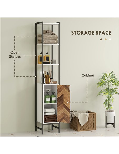 HOMCOM Tall Bathroom Cabinet with 3 Shelves, Slim Storage Cabinet with Adjustable Shelf, Narrow Tallboy Cupboard, Bathroom Stora - pic 121992 | FastDaddyshop