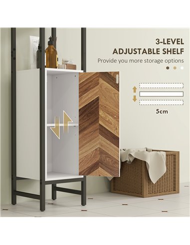 HOMCOM Tall Bathroom Cabinet with 3 Shelves, Slim Storage Cabinet with Adjustable Shelf, Narrow Tallboy Cupboard, Bathroom Stora