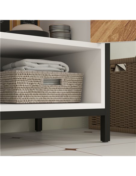 HOMCOM Under Sink Bathroom Cabinet, Rustic Under Sink Cabinet with Herringbone Doors and Open Compartment for Basin with or with - pic 122005 | FastDaddyshop
