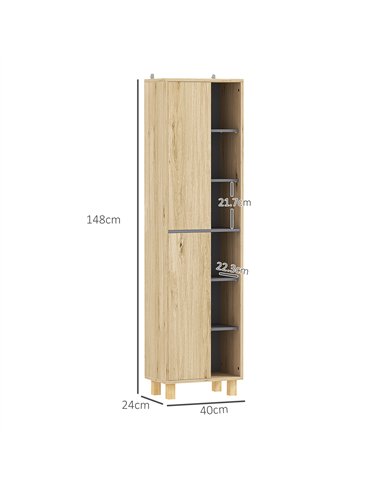 HOMCOM Multi-Storage Slim Bathroom Cabinet - Wood-Effect