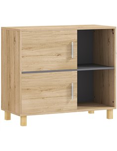 HOMCOM Bathroom Cabinet, Freestanding Bathroom Cabinet with Open Compartments and Double Doors