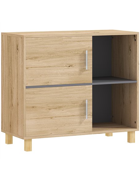 HOMCOM Bathroom Cabinet, Freestanding Bathroom Cabinet with Open Compartments and Double Doors - pic 122025 | FastDaddyshop