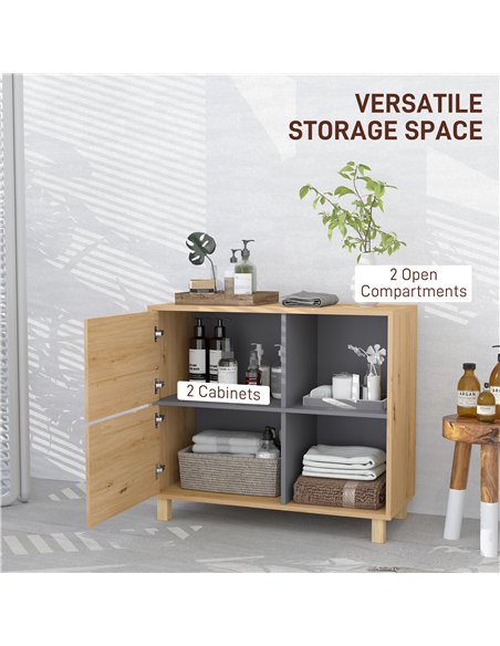 HOMCOM Bathroom Cabinet, Freestanding Bathroom Cabinet with Open Compartments and Double Doors - pic 122028 | FastDaddyshop