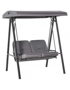 Outsunny 2 Seater Covered Outdoor Swing Chair with Cushion, Tilt Canopy, Grey