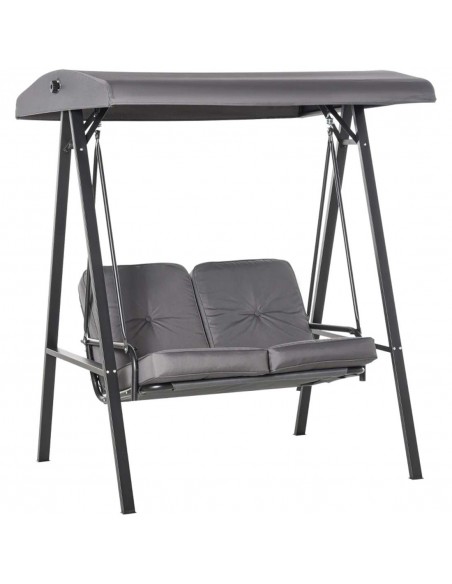 Outsunny 2 Seater Covered Outdoor Swing Chair with Cushion, Tilt Canopy, Grey - pic 12203 | FastDaddyshop