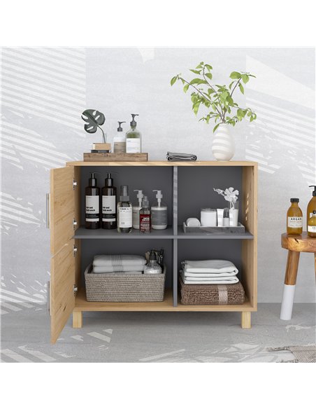 HOMCOM Bathroom Cabinet, Freestanding Bathroom Cabinet with Open Compartments and Double Doors - pic 122030 | FastDaddyshop
