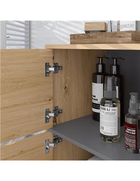 HOMCOM Bathroom Cabinet, Freestanding Bathroom Cabinet with Open Compartments and Double Doors - pic 122032 | FastDaddyshop