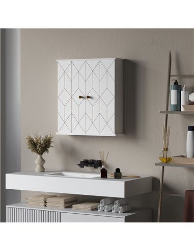 HOMCOM Bathroom Cabinet Wall Mounted, Bathroom Wall Cabinet Medicine Cabinet with 2 Doors, Adjustable Shelf, White