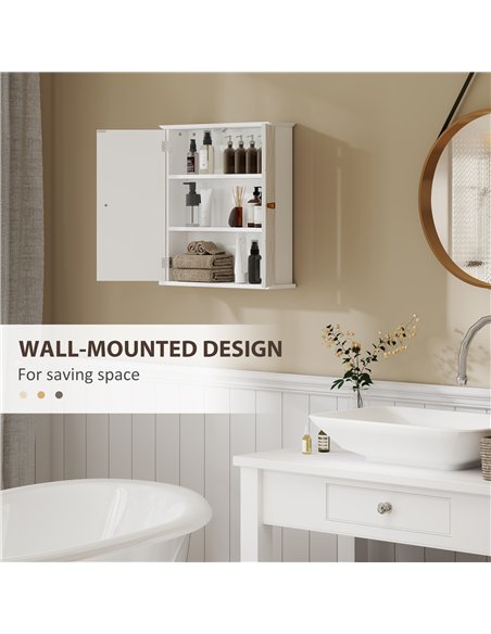 HOMCOM Bathroom Cabinet Wall Mounted, Bathroom Wall Cabinet Medicine Cabinet with 2 Doors, Adjustable Shelf, White - pic 122037 | FastDaddyshop