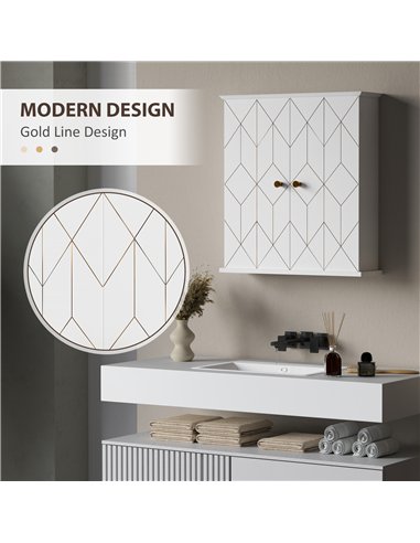 HOMCOM Bathroom Cabinet Wall Mounted, Bathroom Wall Cabinet Medicine Cabinet with 2 Doors, Adjustable Shelf, White