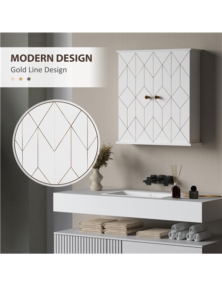 HOMCOM Bathroom Cabinet Wall Mounted, Bathroom Wall Cabinet Medicine Cabinet with 2 Doors, Adjustable Shelf, White - pic 122039 | FastDaddyshop