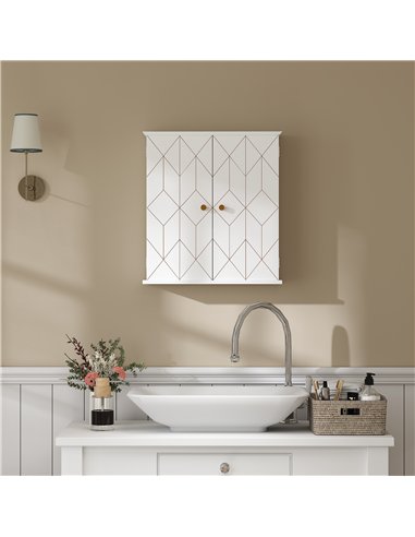 HOMCOM Bathroom Cabinet Wall Mounted, Bathroom Wall Cabinet Medicine Cabinet with 2 Doors, Adjustable Shelf, White