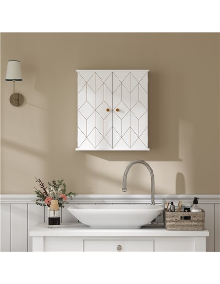 HOMCOM Bathroom Cabinet Wall Mounted, Bathroom Wall Cabinet Medicine Cabinet with 2 Doors, Adjustable Shelf, White - pic 122040 | FastDaddyshop